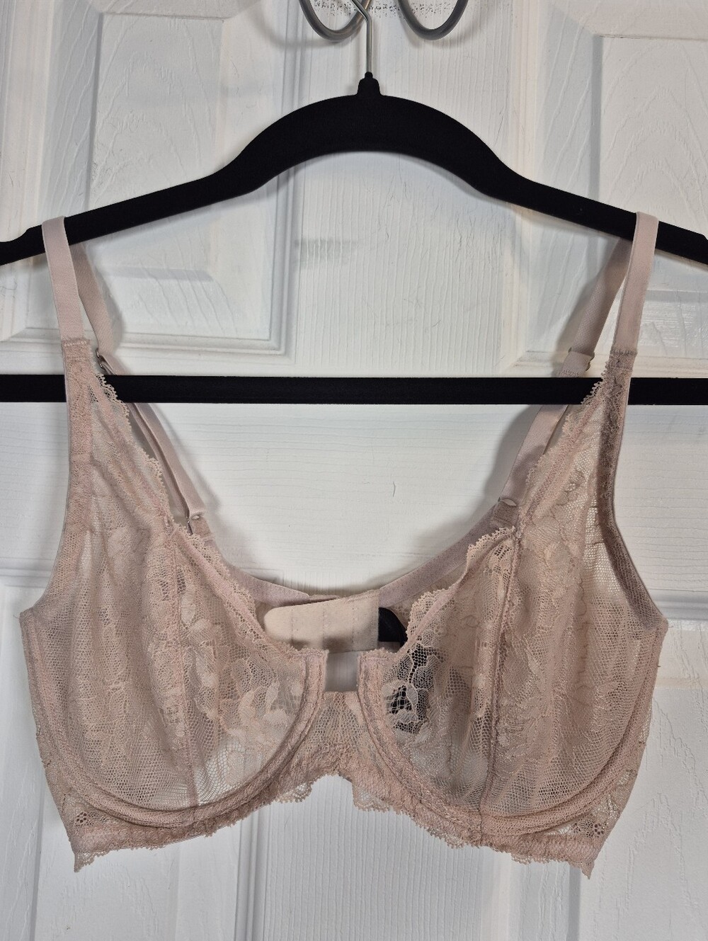 Natori Sheer Lace Underwire Bra 32D Nude Pink Coquette Spring